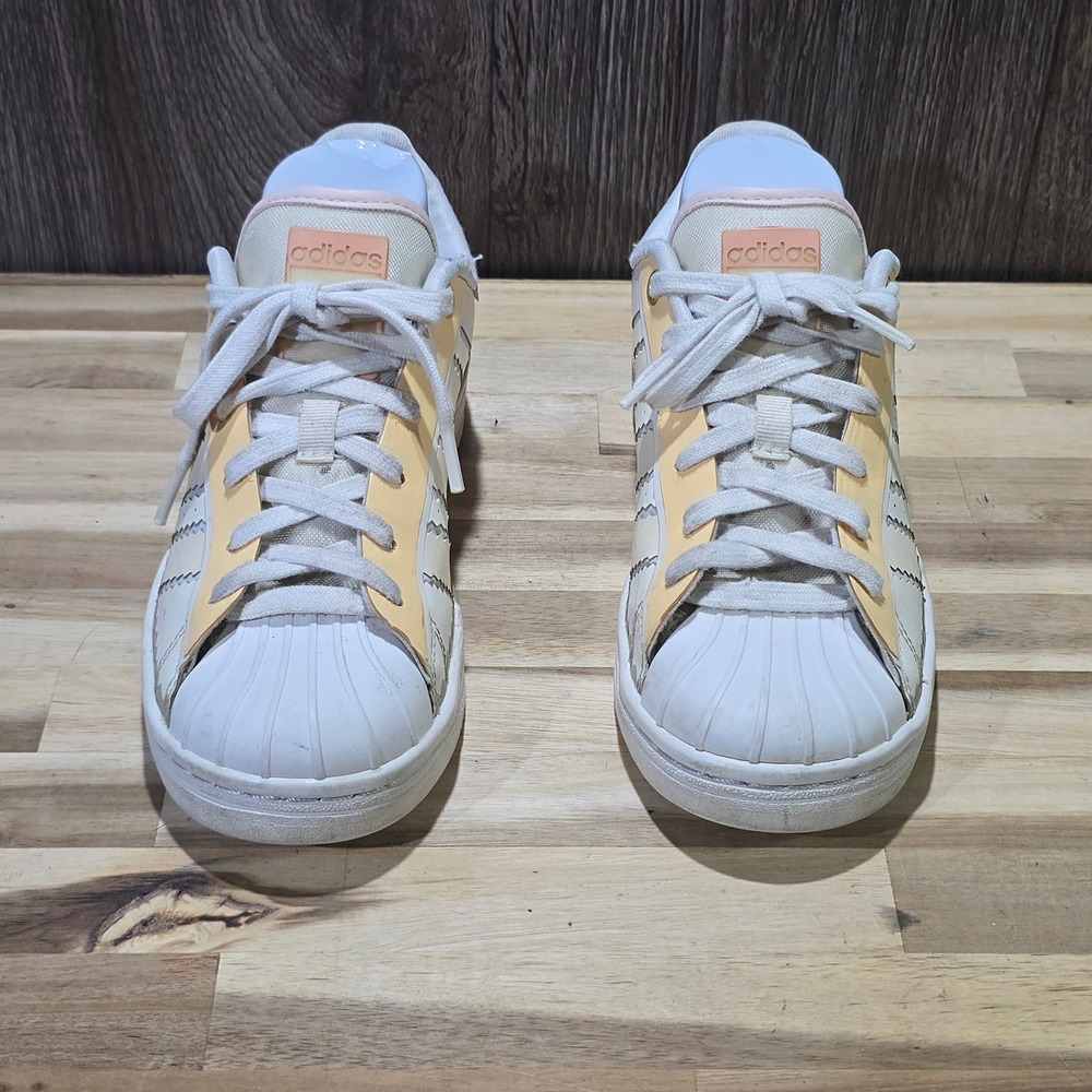 Adidas Superstar Womens Shoes Size 5 White Pink Yellow H05638 Shell Toe Sneakers - Picture 2 of 16